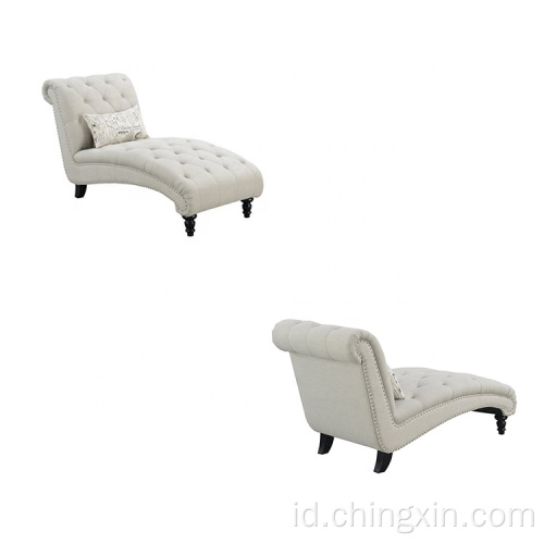 Nordic Custom Reclinable Beige Button Tipisan Kain Sofa Kursi Sofa Modern Beludru